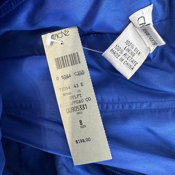 Cache Dress Women Sz 8 Cobalt Blue Halter Backless Silk Asymmetric V-Neck Formal - Picture 7 of 12